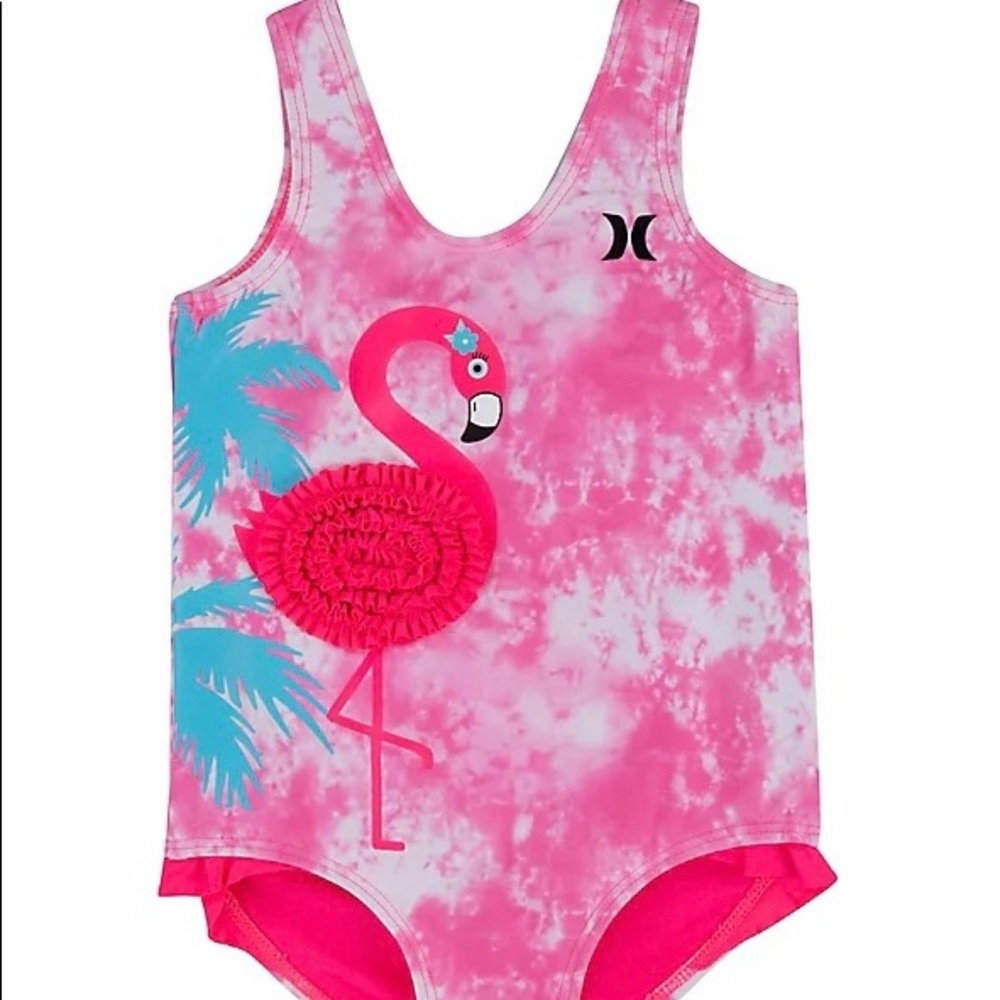 Hurley Baby Girls One Piece Swimsuit, Pink Flamingo NWT